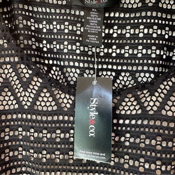 Style & Co. Women's Illusion Cape Town Sleeveless Maxi Dress Black Size XL - Picture 12 of 14